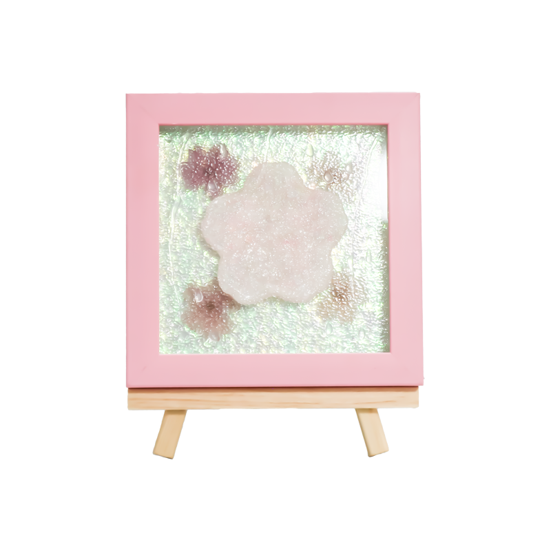 Bingkai Kayu Kuning Cherry Blossom Art Lamp-Yozakura Hujan