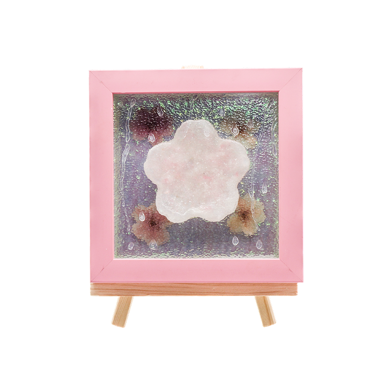 Bingkai Kayu Kuning Cherry Blossom Art Lamp-Yozakura Hujan