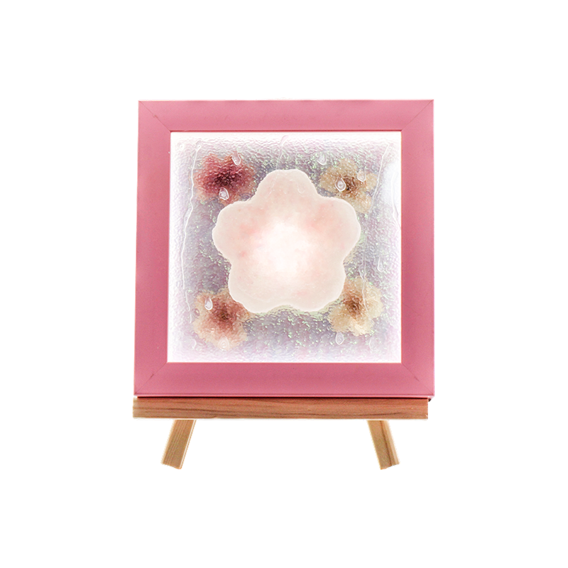 Bingkai Kayu Kuning Cherry Blossom Art Lamp-Yozakura Hujan