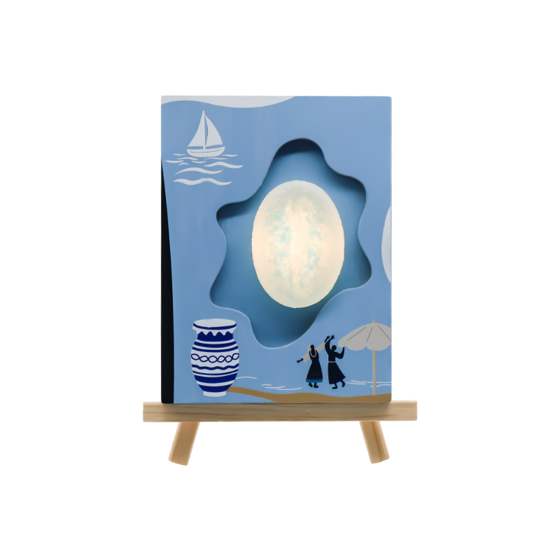 Ocean Wind Turing Kopi Relief Kayu Seni Lampu-Cahaya Laut Cinta