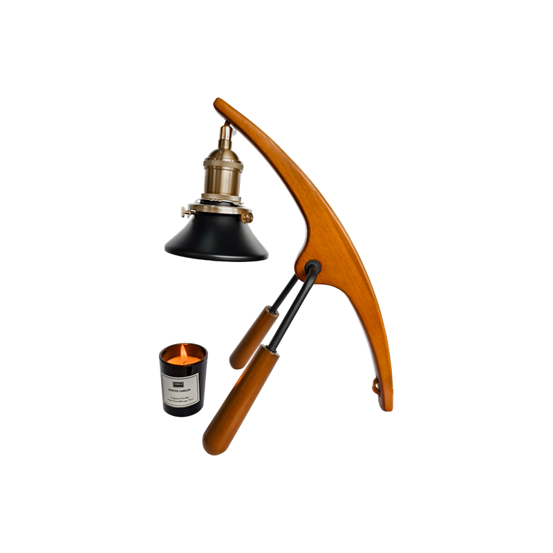 Lampu Pemanas Lilin Dengan Lengan Melengkung Kayu - Cahaya Arka